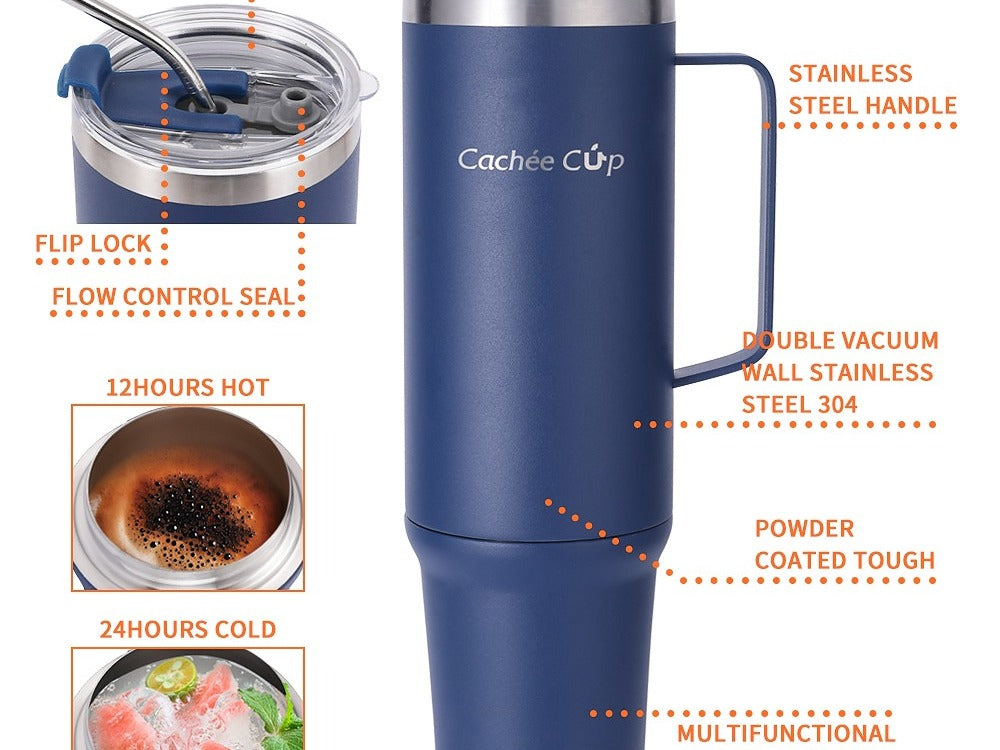 Cachée Cup Insulated Thermal Cup with Handle (five colors, three sizes)