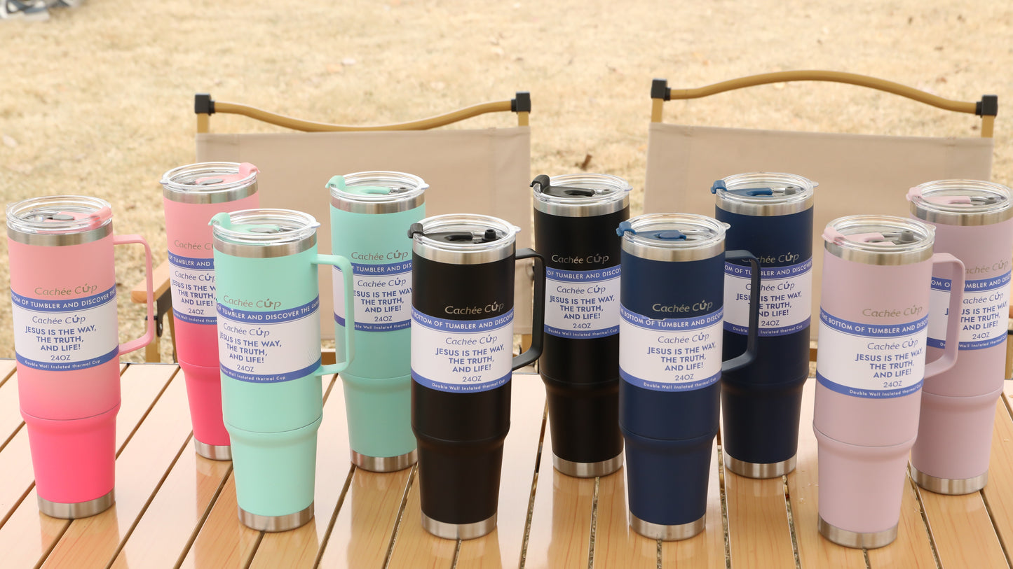 Cachée Cup Insulated Thermal Cup with Handle (five colors, three sizes)